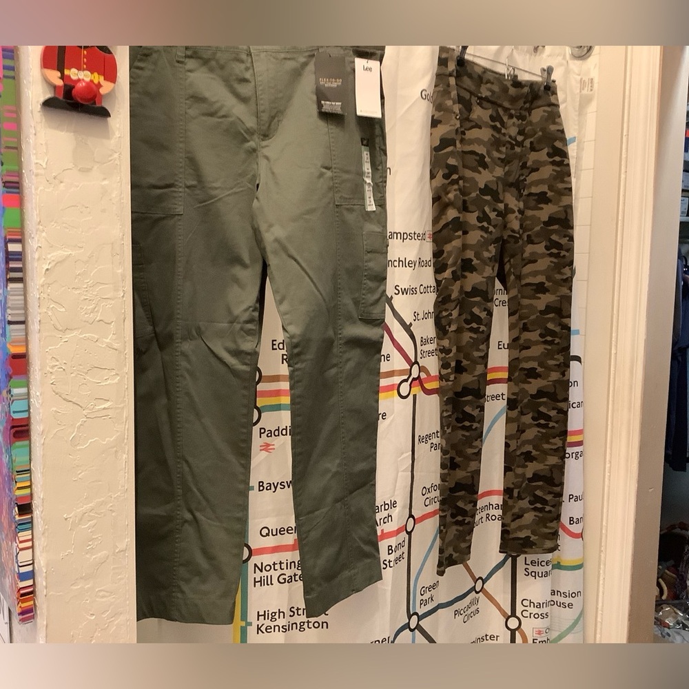 NWT 1 pr Lee Women's Olive Straight Leg Pants 14R and 1 pr Jag Jeans Camo